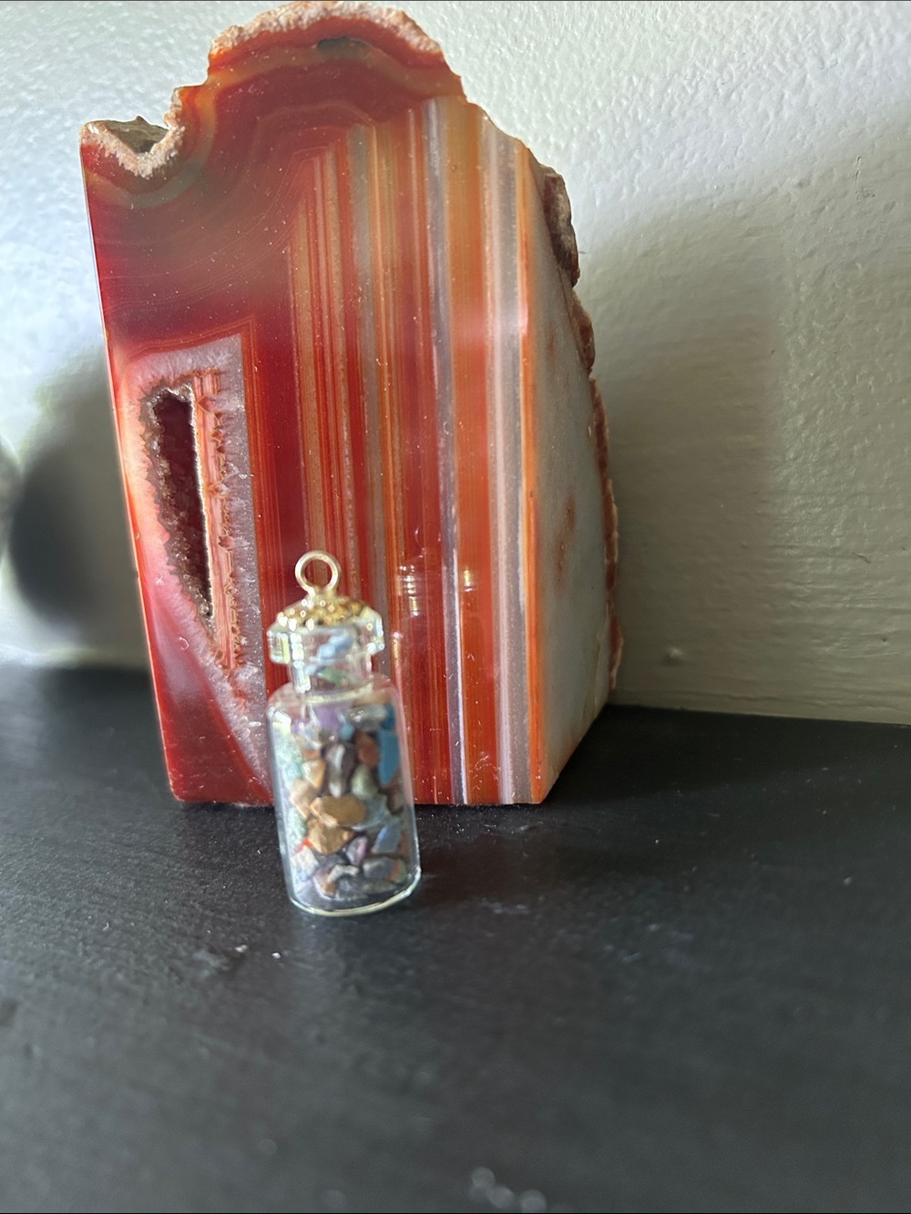 Mini stones in a pendant jar necklace piece
